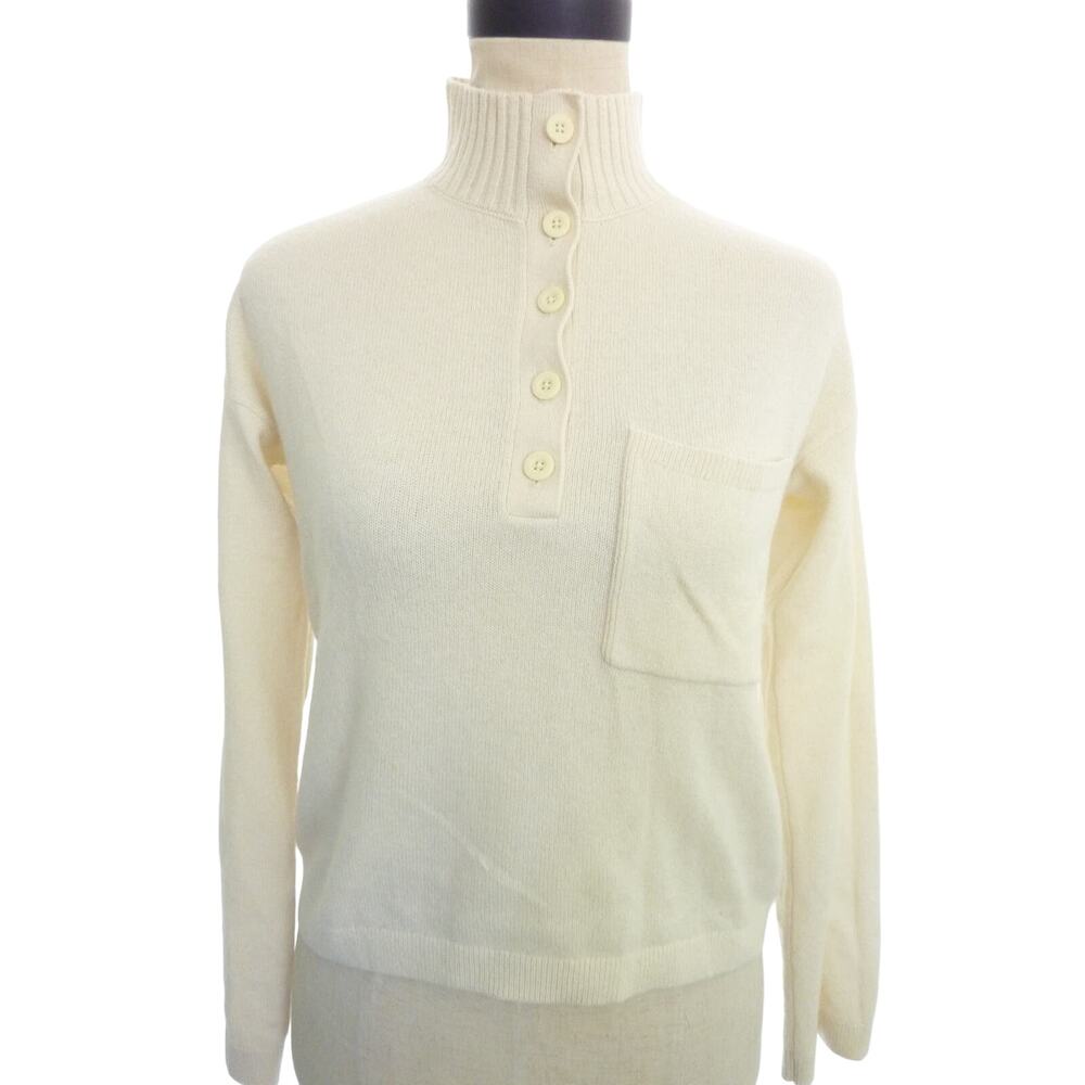 Everlane Recycled Cashmere Wool Blend Sweater XS Cream Off White Mock Neck crop